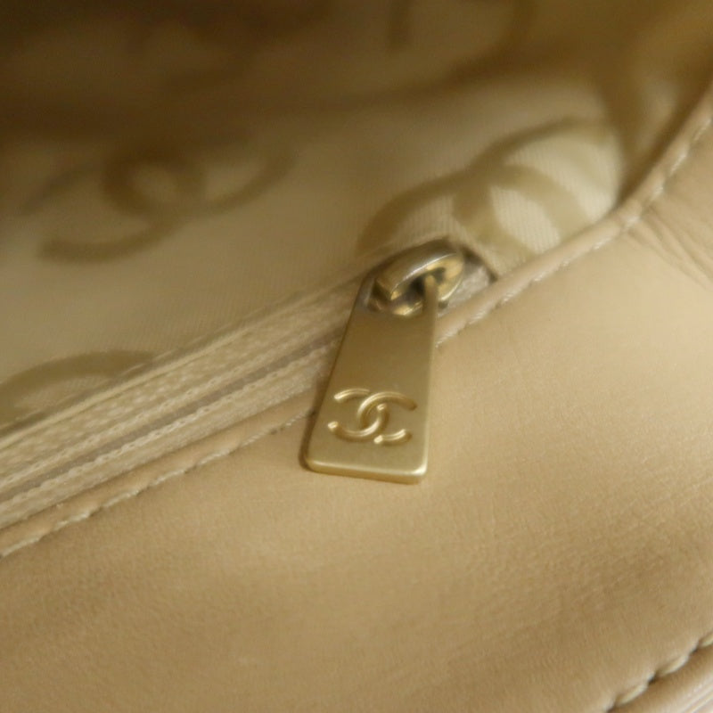 CHANEL Vintage Matelasse Wild Stitch Tote Bag Lambskin Beige Gold Hardware