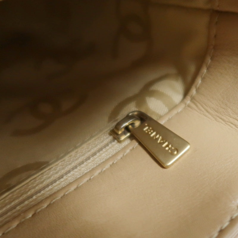 CHANEL Vintage Matelasse Wild Stitch Tote Bag Lambskin Beige Gold Hardware
