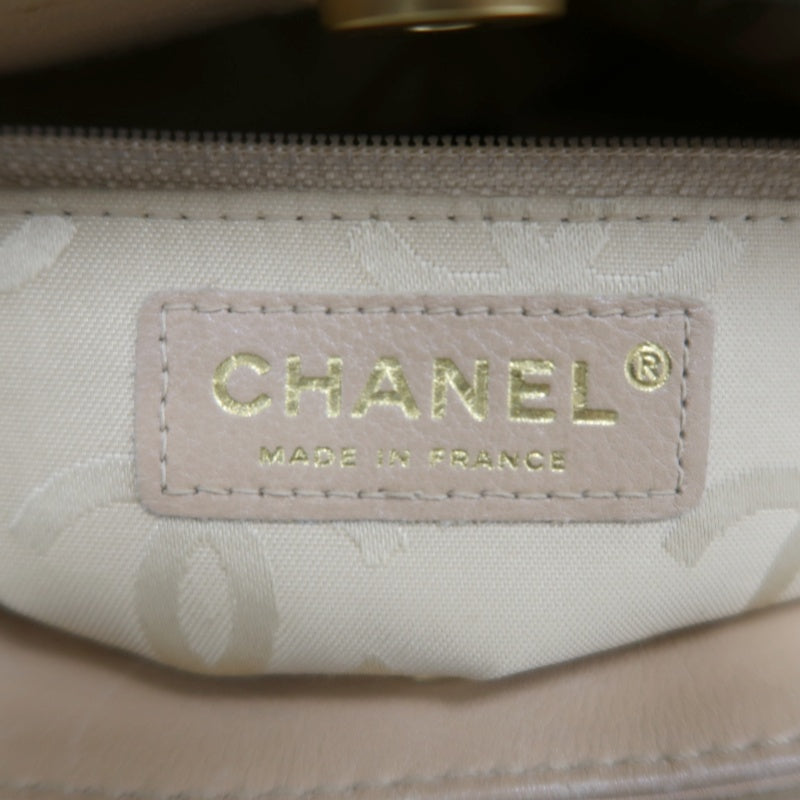 CHANEL Vintage Matelasse Wild Stitch Tote Bag Lambskin Beige Gold Hardware