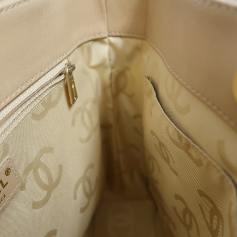 CHANEL Vintage Matelasse Wild Stitch Tote Bag Lambskin Beige Gold Hardware