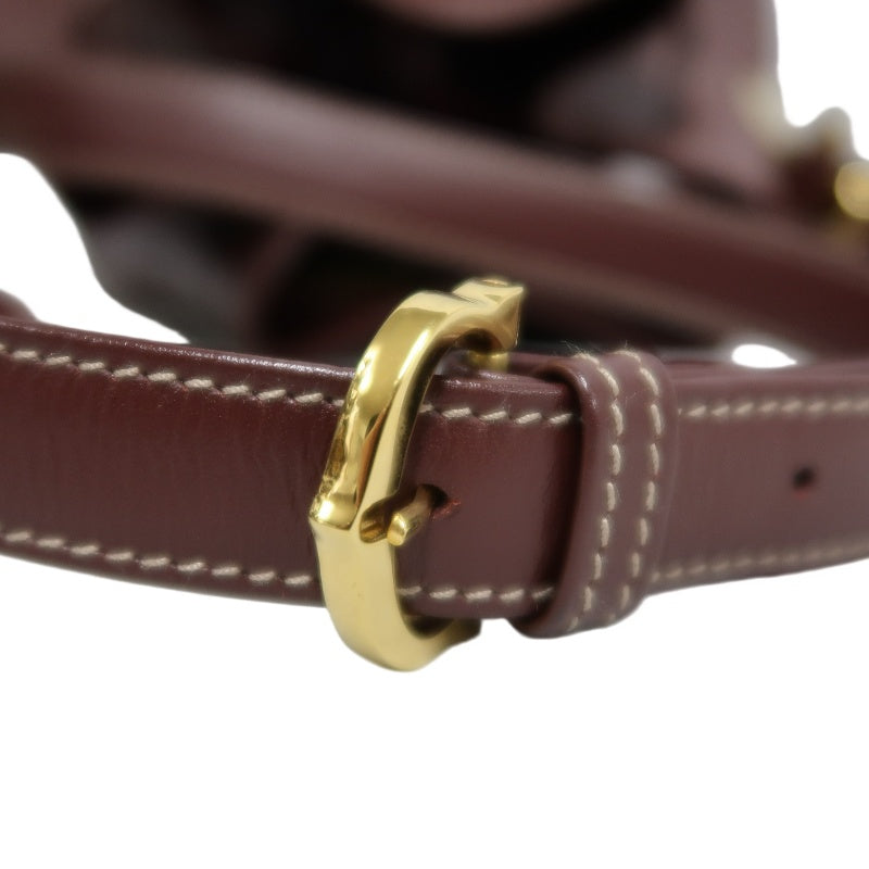 CARTIER Must de Cartier Bucket Shoulder Bag Lambskin Burgundy Red Gold Hardware Drawstring Vintage Classic