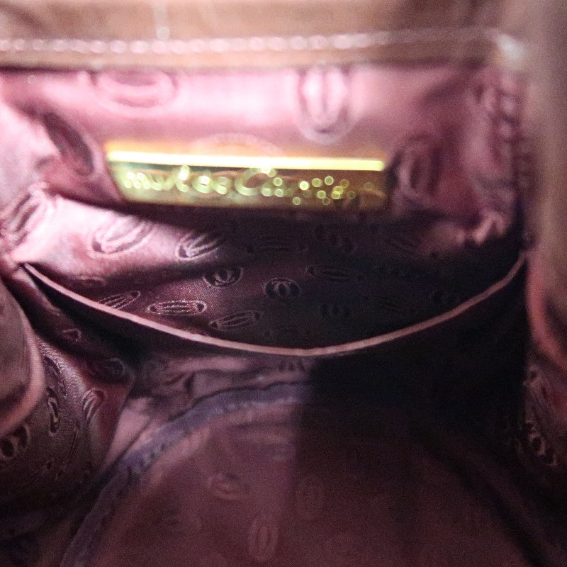 CARTIER Must de Cartier Bucket Shoulder Bag Lambskin Burgundy Red Gold Hardware Drawstring Vintage Classic