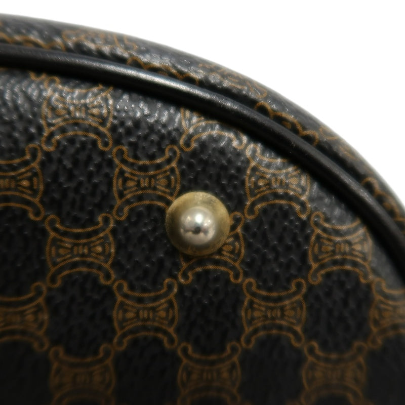CELINE Macadam Monogram Dot Pattern Bucket Tote Bag Brown Black PVC Canvas Black Calfskin Trim Gold Horsebit Hardware Vintage Spacious Casual Shoulder Bag