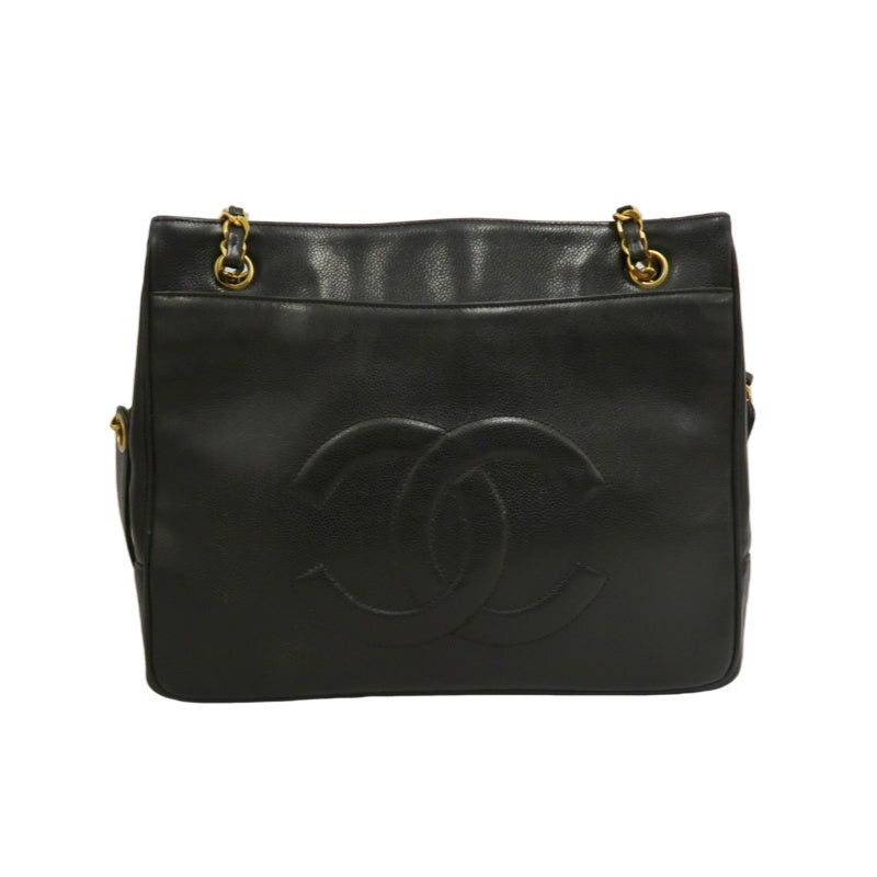 CHANEL Caviar Leather Tote Shoulder Bag, Black, Gold‑Tone Hardware