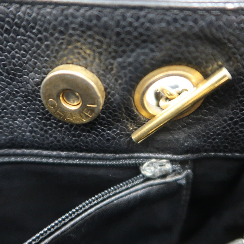 CHANEL Caviar Leather Tote Shoulder Bag, Black, Gold‑Tone Hardware