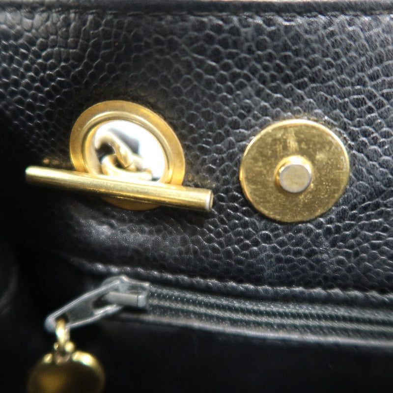 CHANEL Caviar Leather Tote Shoulder Bag, Black, Gold‑Tone Hardware