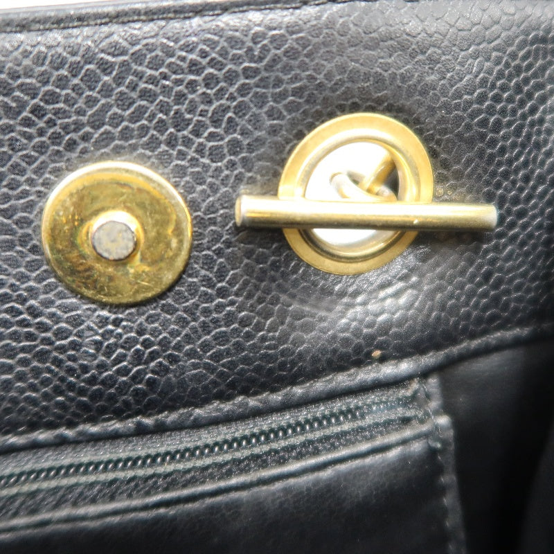 CHANEL Caviar Leather Tote Shoulder Bag, Black, Gold‑Tone Hardware