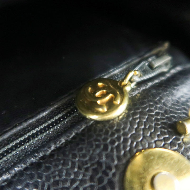 CHANEL Caviar Leather Tote Shoulder Bag, Black, Gold‑Tone Hardware