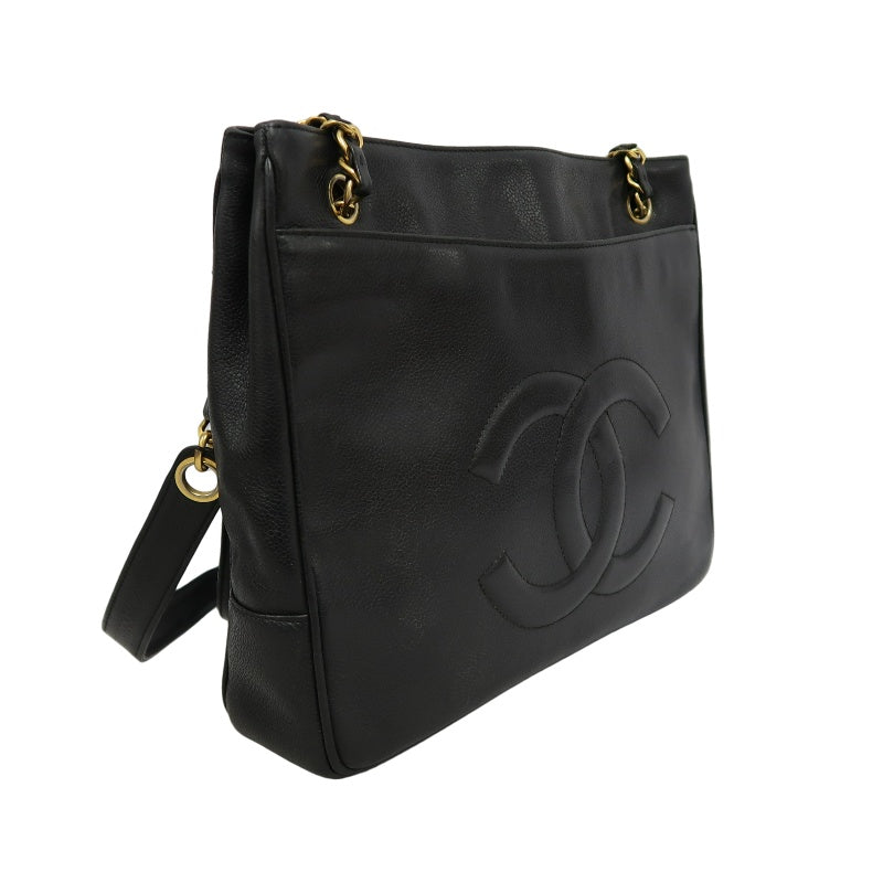 CHANEL Caviar Leather Tote Shoulder Bag, Black, Gold‑Tone Hardware
