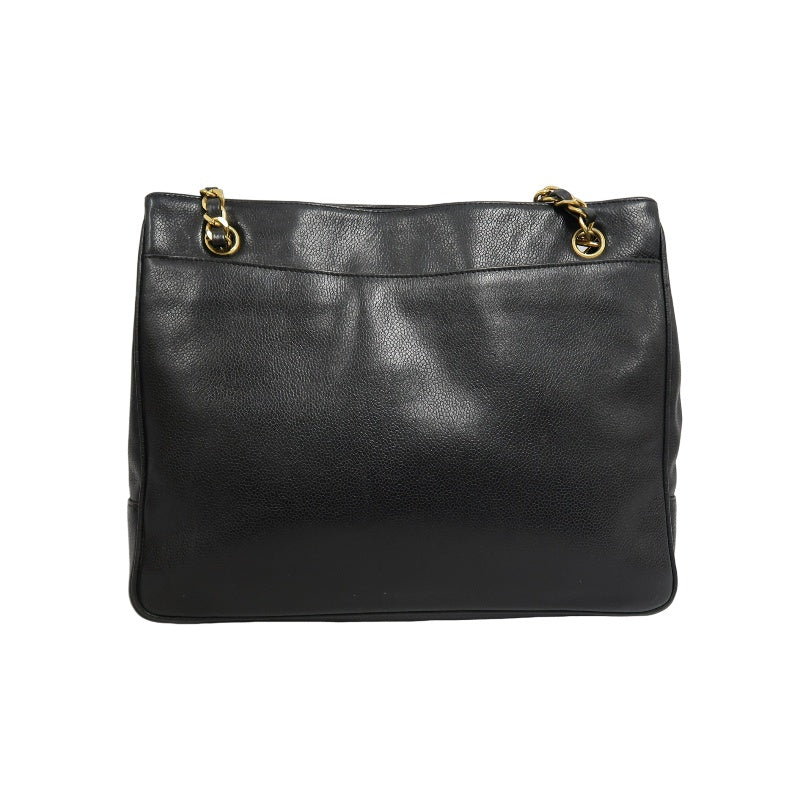 CHANEL Caviar Leather Tote Shoulder Bag, Black, Gold‑Tone Hardware