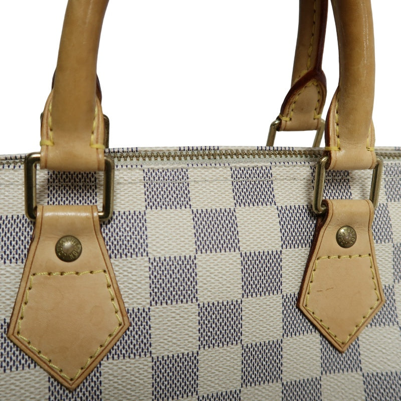 LOUIS VUITTON Speedy 25 Damier Azur Handbag PVC White