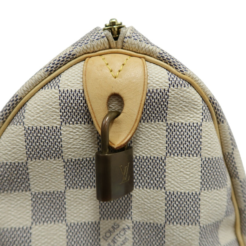 LOUIS VUITTON Speedy 25 Damier Azur Handbag PVC White