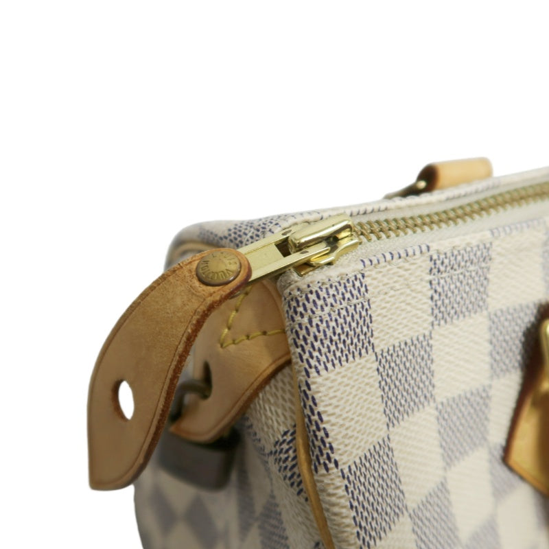 LOUIS VUITTON Speedy 25 Damier Azur Handbag PVC White