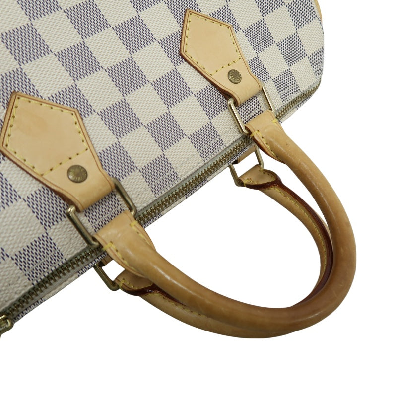 LOUIS VUITTON Speedy 25 Damier Azur Handbag PVC White