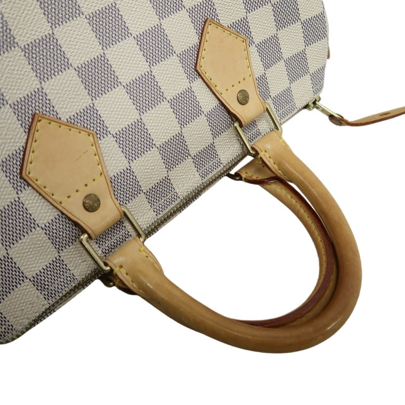 LOUIS VUITTON Speedy 25 Damier Azur Handbag PVC White