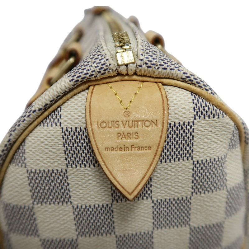 LOUIS VUITTON Speedy 25 Damier Azur Handbag PVC White