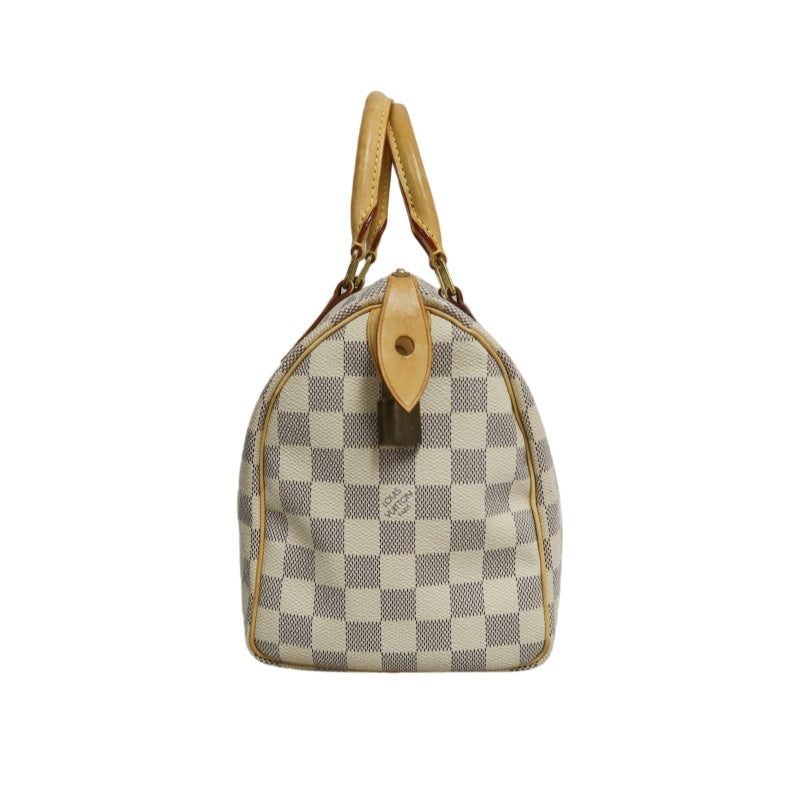 LOUIS VUITTON Speedy 25 Damier Azur Handbag PVC White