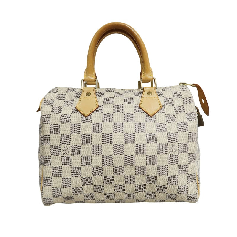 LOUIS VUITTON Speedy 25 Damier Azur Handbag PVC White