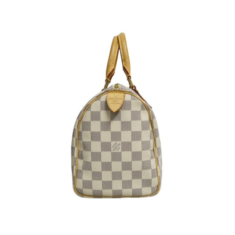 LOUIS VUITTON Speedy 25 Damier Azur Handbag PVC White
