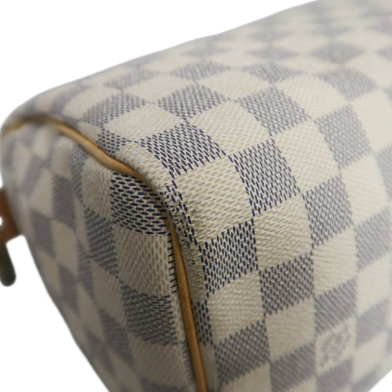 LOUIS VUITTON Speedy 25 Damier Azur Handbag PVC White