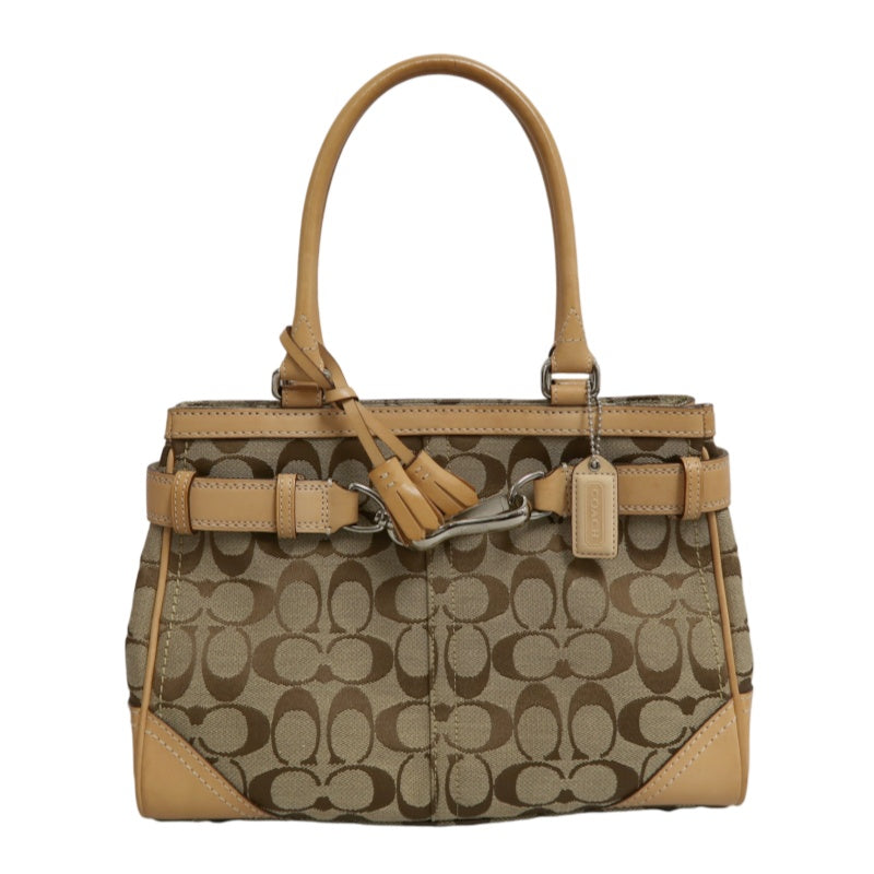 COACH Signature Handbag Canvas Brown with Box & Dust Bag