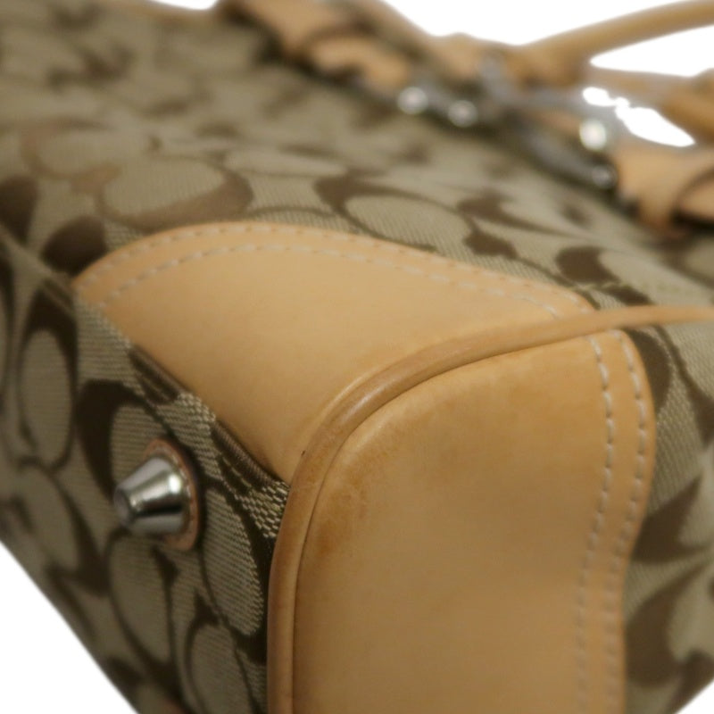 COACH Signature Handbag Canvas Brown with Box & Dust Bag
