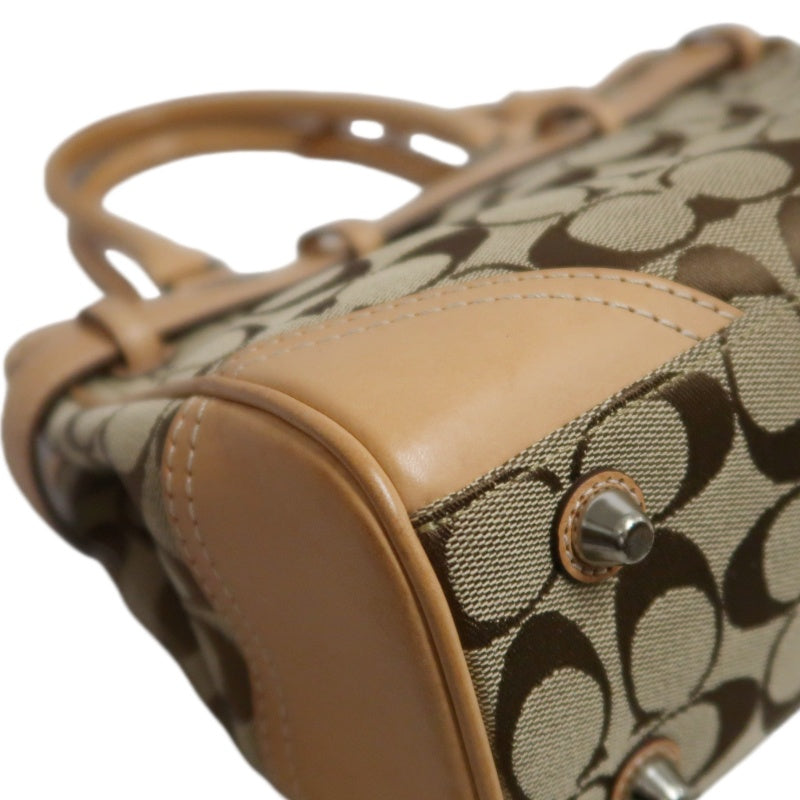 COACH Signature Handbag Canvas Brown with Box & Dust Bag