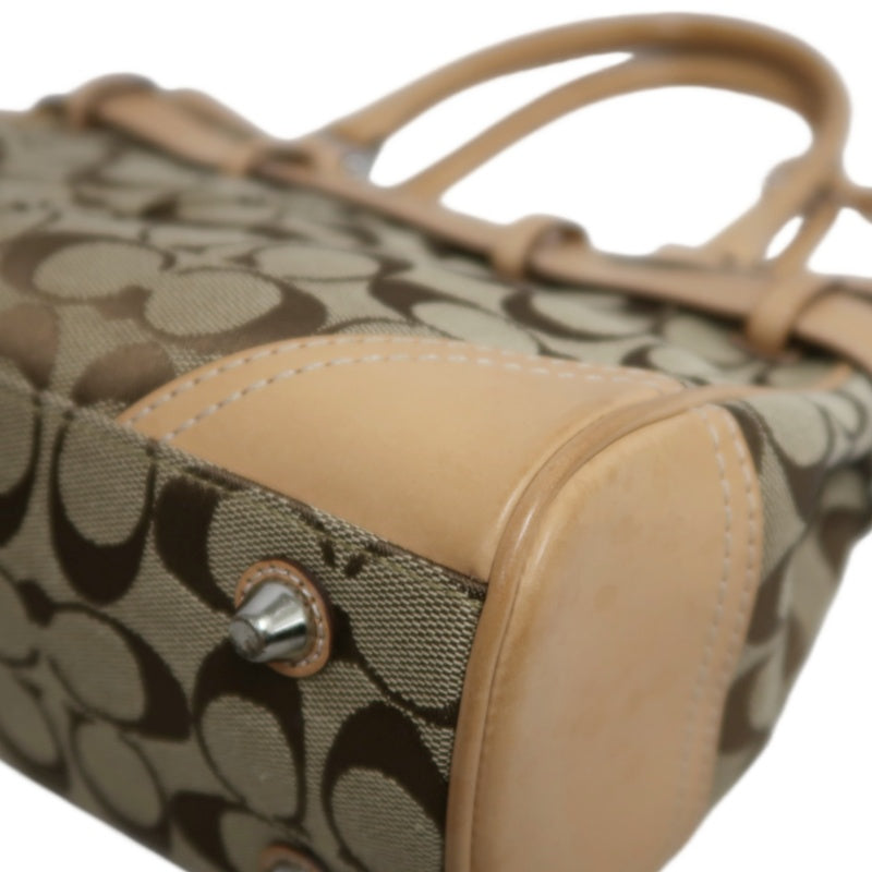 COACH Signature Handbag Canvas Brown with Box & Dust Bag