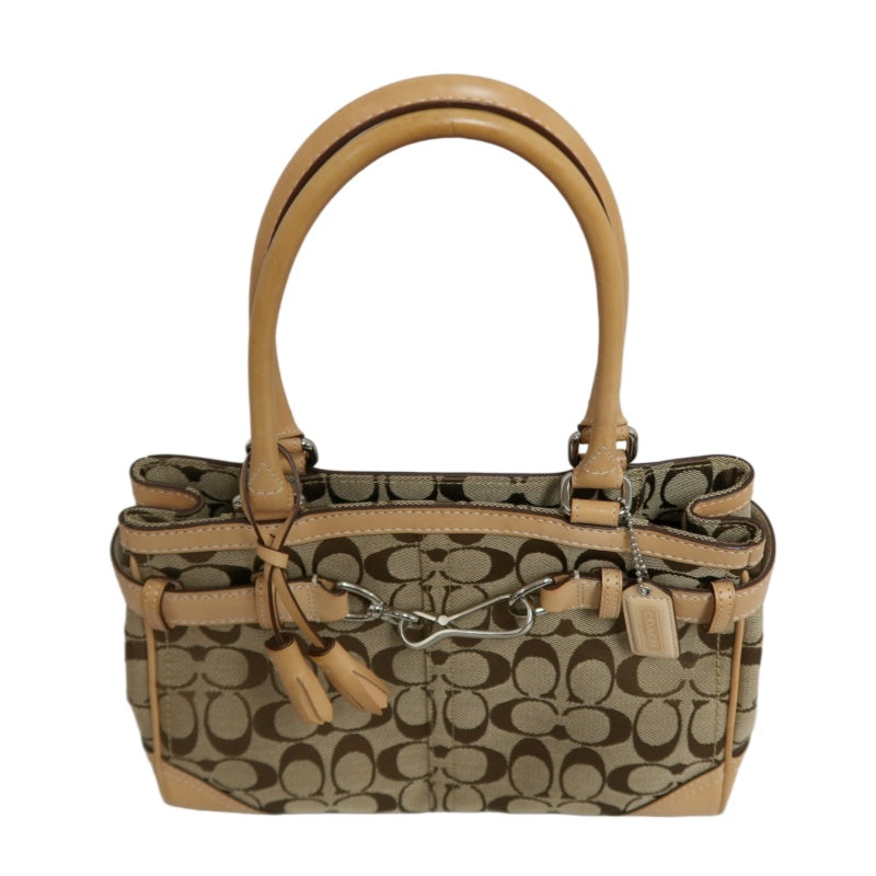 COACH Signature Handbag Canvas Brown with Box & Dust Bag