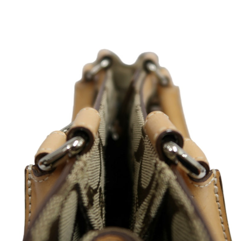 COACH Signature Handbag Canvas Brown with Box & Dust Bag