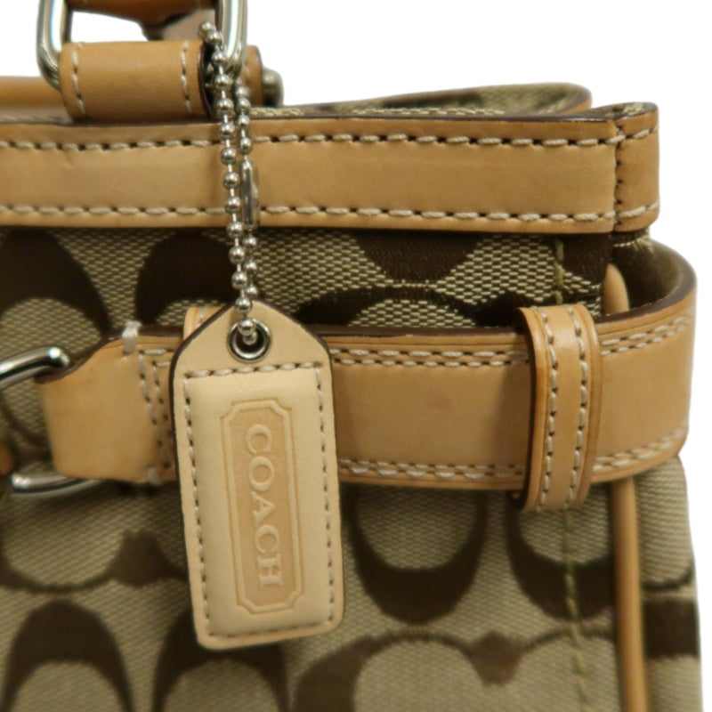 COACH Signature Handbag Canvas Brown with Box & Dust Bag
