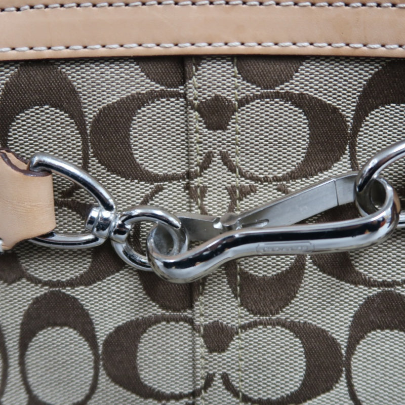 COACH Signature Handbag Canvas Brown with Box & Dust Bag