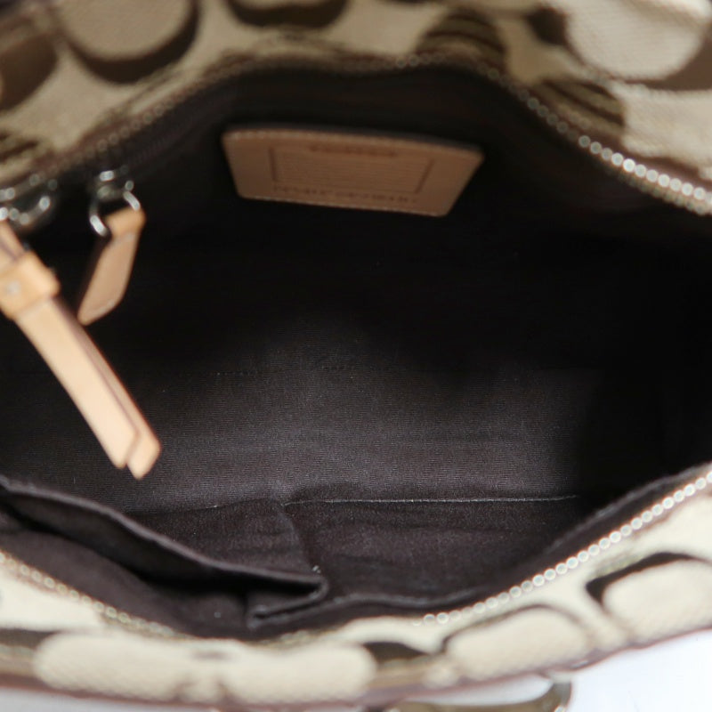 COACH Signature Handbag Canvas Brown with Box & Dust Bag