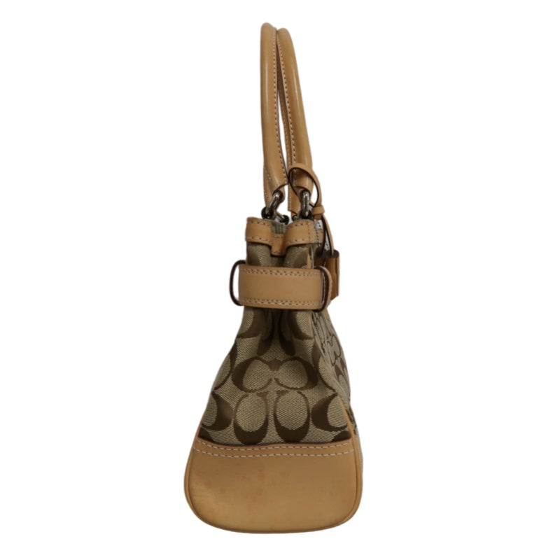 COACH Signature Handbag Canvas Brown with Box & Dust Bag