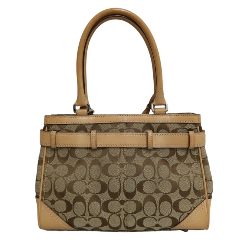 COACH Signature Handbag Canvas Brown with Box & Dust Bag