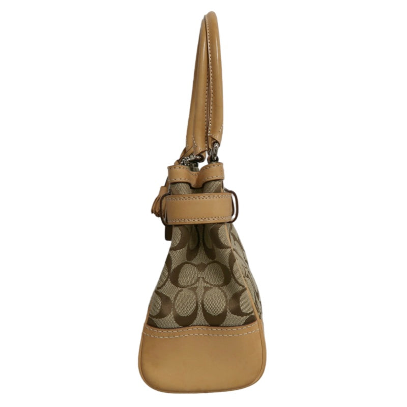COACH Signature Handbag Canvas Brown with Box & Dust Bag
