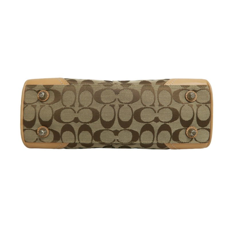 COACH Signature Handbag Canvas Brown with Box & Dust Bag