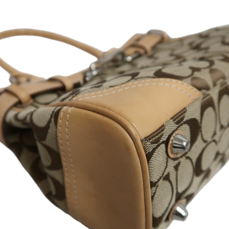 COACH Signature Handbag Canvas Brown with Box & Dust Bag