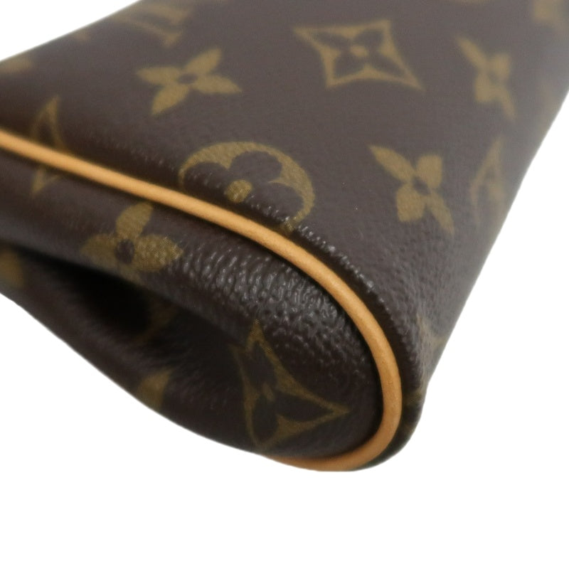 LOUIS VUITTON Eva Monogram Shoulder Bag Brown Canvas Tan Leather Trim Gold Hardware with Original Shoulder Strap Classic Popular