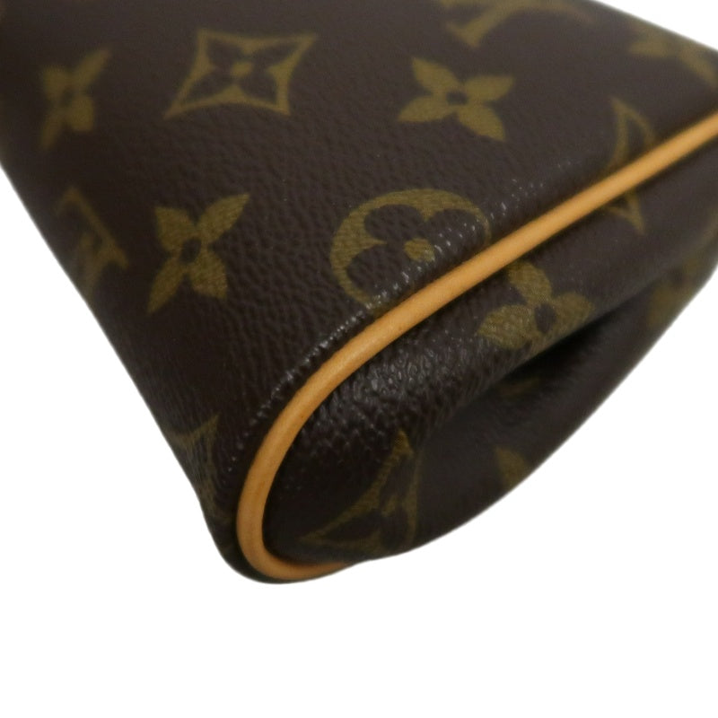 LOUIS VUITTON Eva Monogram Shoulder Bag Brown Canvas Tan Leather Trim Gold Hardware with Original Shoulder Strap Classic Popular