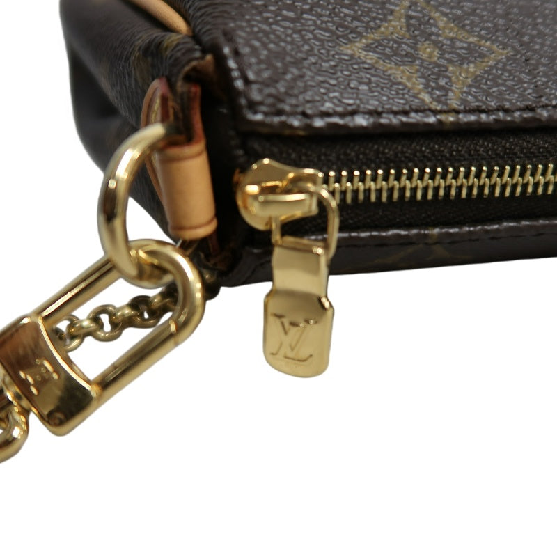 LOUIS VUITTON Eva Monogram Shoulder Bag Brown Canvas Tan Leather Trim Gold Hardware with Original Shoulder Strap Classic Popular