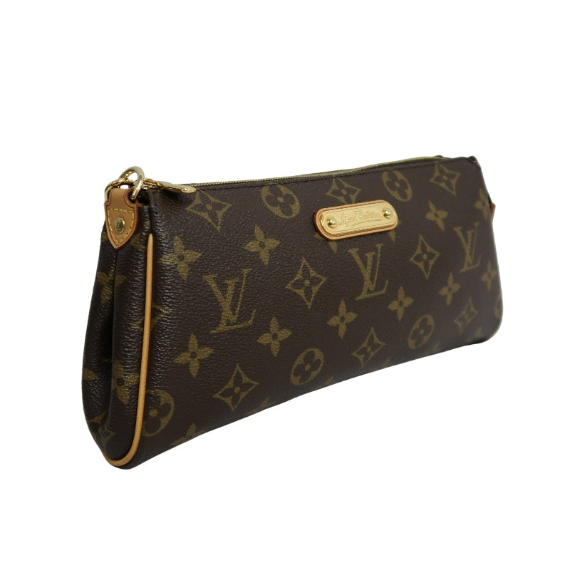 LOUIS VUITTON Eva Monogram Shoulder Bag Brown Canvas Tan Leather Trim Gold Hardware with Original Shoulder Strap Classic Popular