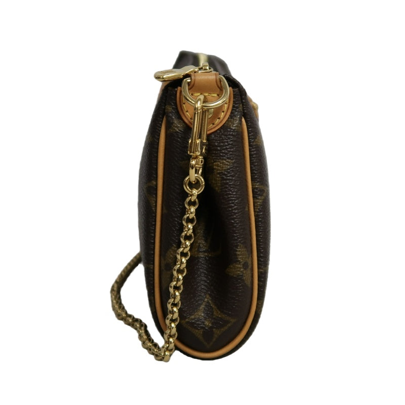 LOUIS VUITTON Eva Monogram Shoulder Bag Brown Canvas Tan Leather Trim Gold Hardware with Original Shoulder Strap Classic Popular