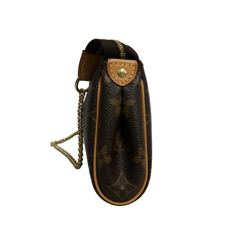 LOUIS VUITTON Eva Monogram Shoulder Bag Brown Canvas Tan Leather Trim Gold Hardware with Original Shoulder Strap Classic Popular