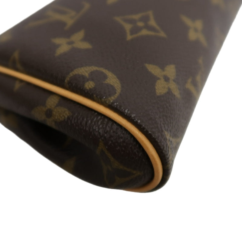 LOUIS VUITTON Eva Monogram Shoulder Bag Brown Canvas Tan Leather Trim Gold Hardware with Original Shoulder Strap Classic Popular