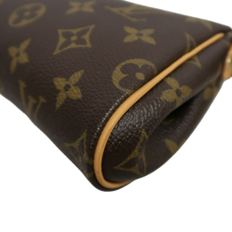 LOUIS VUITTON Eva Monogram Shoulder Bag Brown Canvas Tan Leather Trim Gold Hardware with Original Shoulder Strap Classic Popular