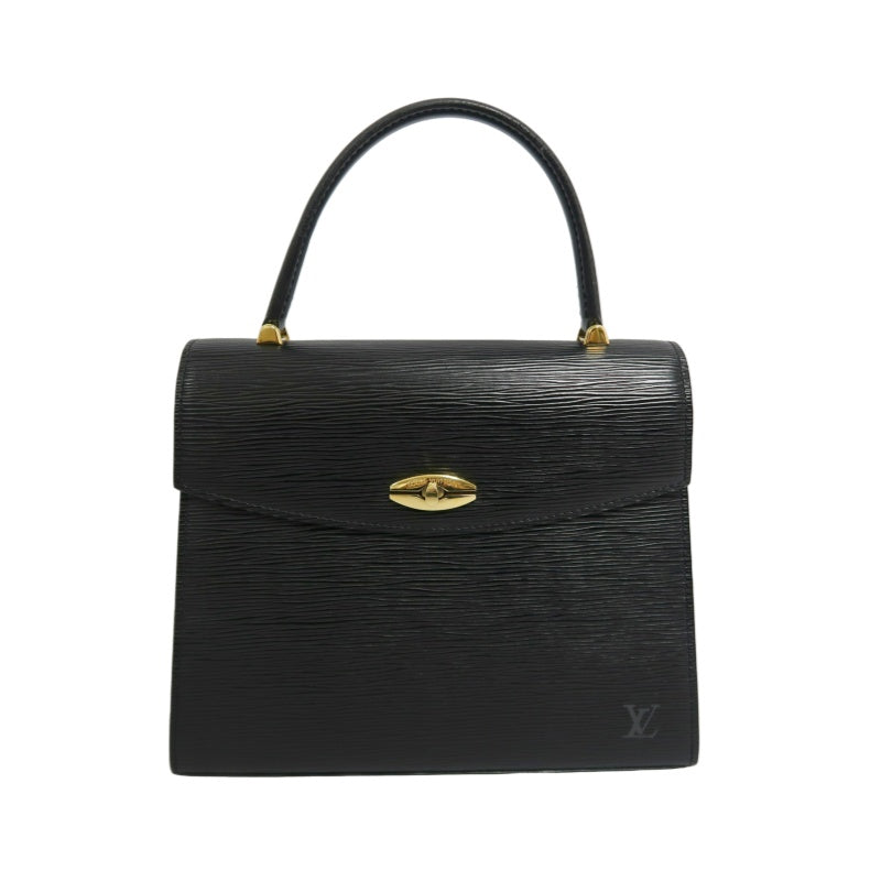 LOUIS VUITTON Marzelle Epi Leather Handbag Black Calfskin Gold Hardware Luxury Classic Elegant Work Bag