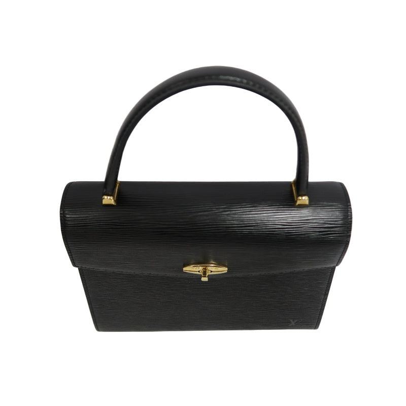 LOUIS VUITTON Marzelle Epi Leather Handbag Black Calfskin Gold Hardware Luxury Classic Elegant Work Bag