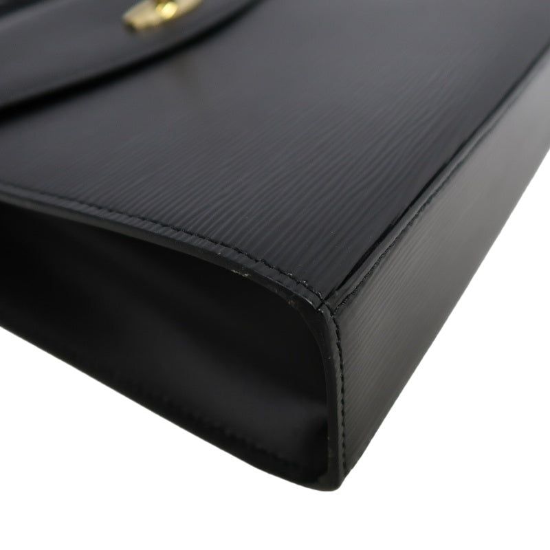 LOUIS VUITTON Marzelle Epi Leather Handbag Black Calfskin Gold Hardware Luxury Classic Elegant Work Bag