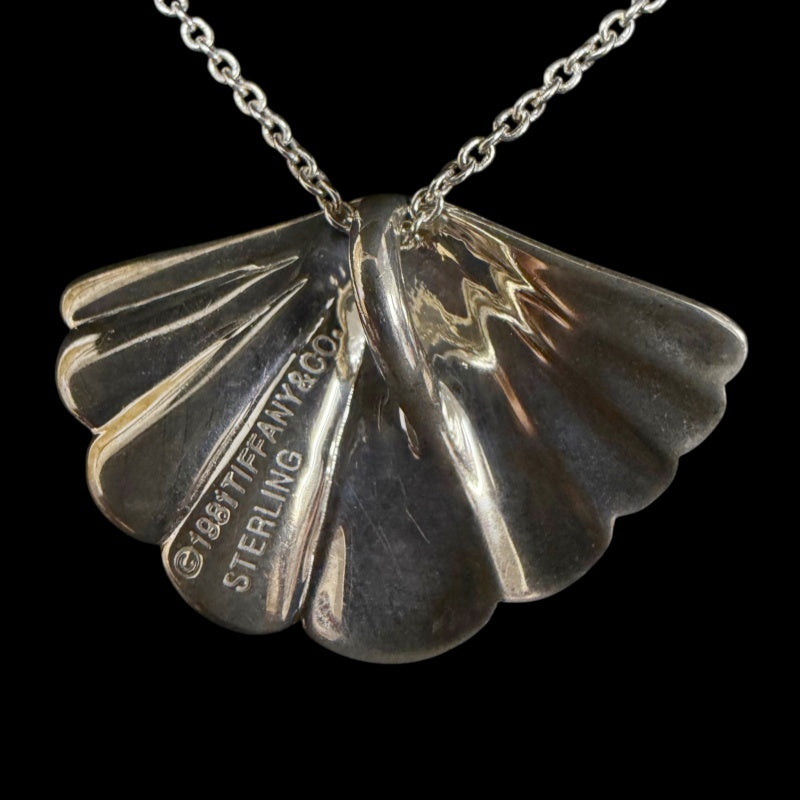 TIFFANY &amp; Co. Fan Shell Motif 925 Sterling Silver Necklace Silver Tone